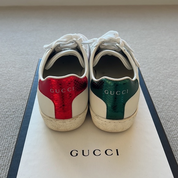 GUCCI - Women’s White Ace Bee Leather Trainers in US 4 - Picture 2 of 8